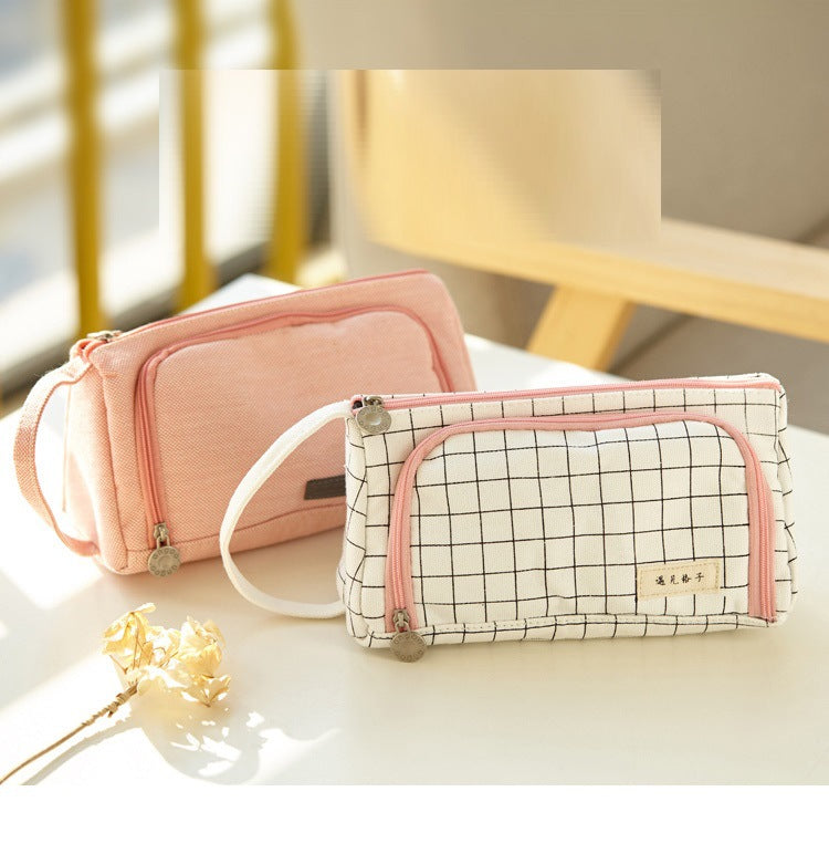 Wholesale Multifunctional Large Capacity Cosmetic Bags Candy Canvas Pencil Bags